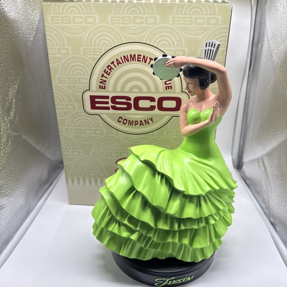 Fiestaware Flamenco Dancing Lady Figurine Green ESCO Entertainment 12" With Box